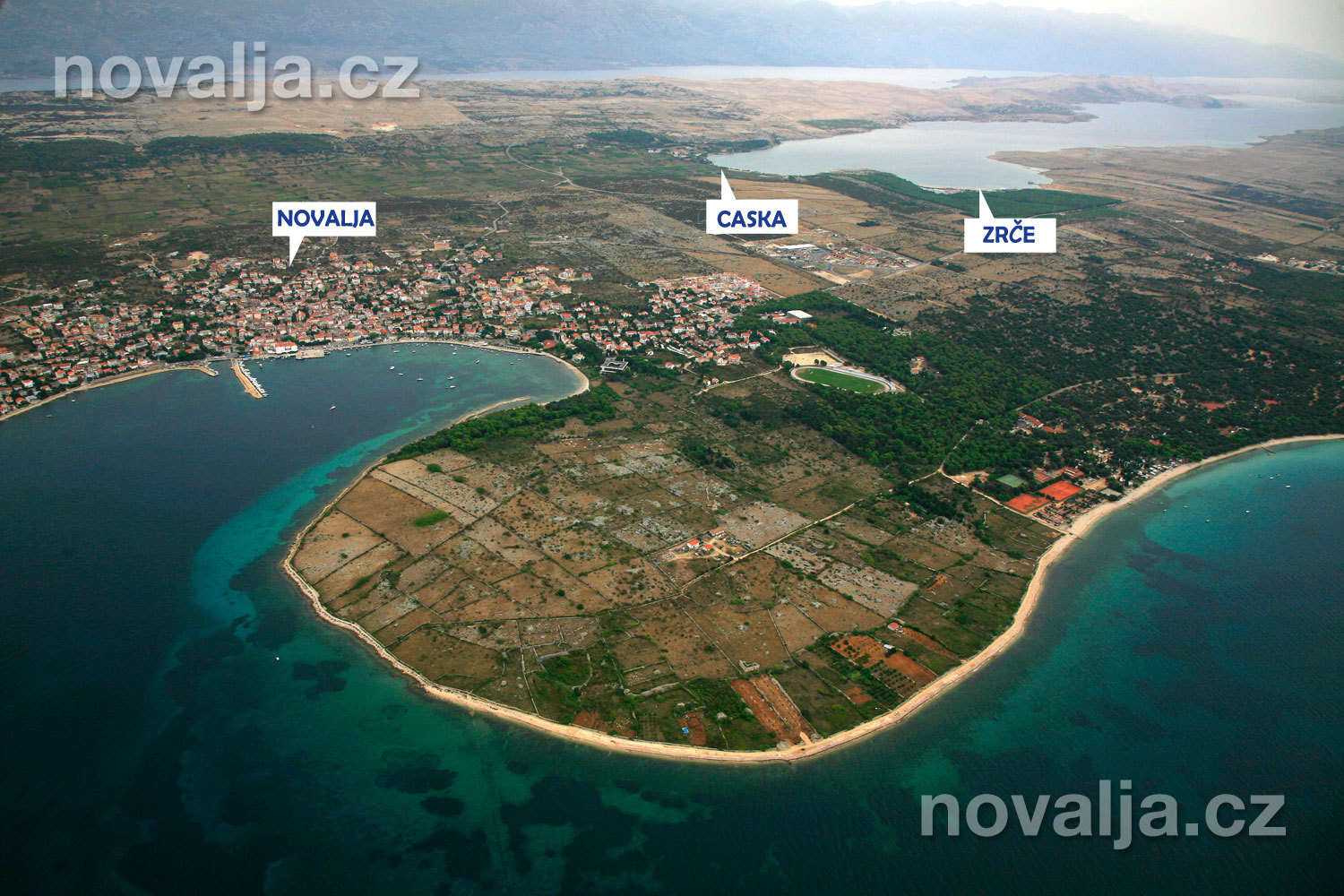 Letovisko - Ostrov Pag - Novalja - pláže