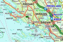 Mapka letovisek Murter a Vodice
