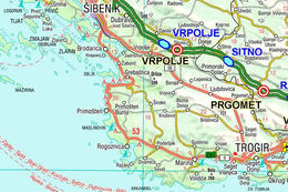 Mapka letoviska Primošten