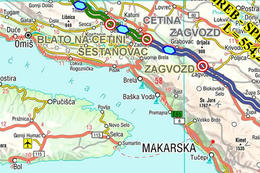 Mapka letovisek Mimice, Medići, Brela, Bratuš