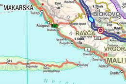 Mapka letovisek Podgora, Živogošće, Drvenik, Podaca, Gradac
