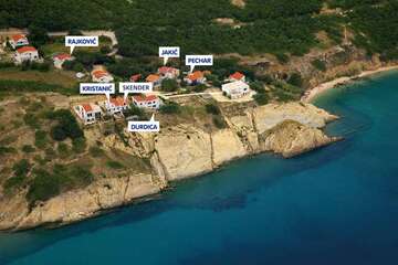 Apartmány Durdica letecky, Pag-Bošana, ostrov Pag, Chorvatsko