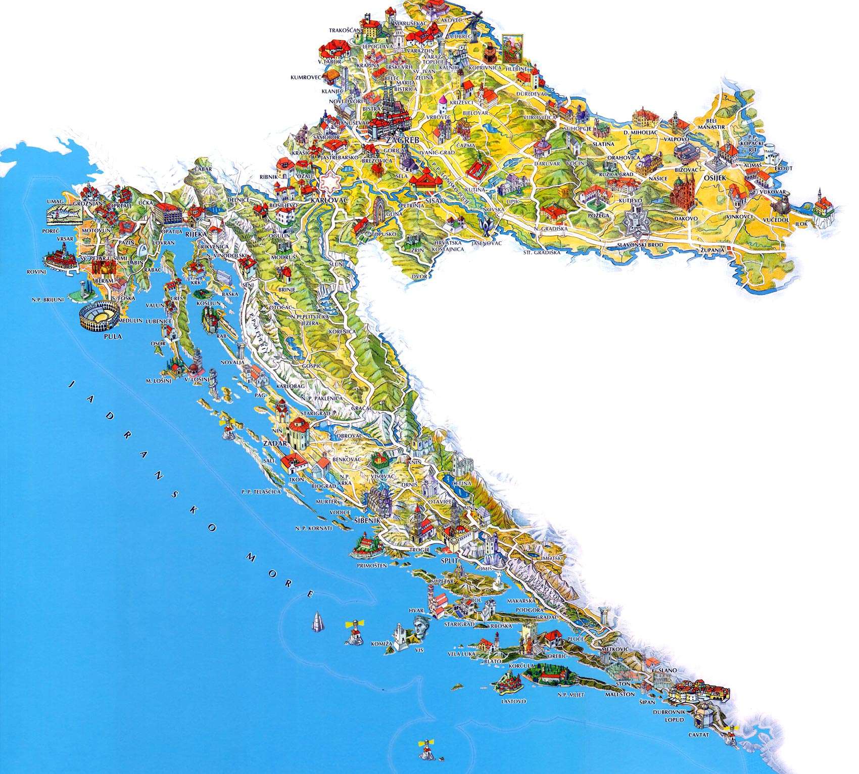 Mapa Chorvátska, automapa Chorvátska, mapa ostrova Pag | NOVALJA