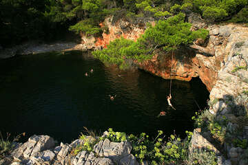 Slané jezero Mrtvo more, ostrov Lokrum, Chorvatsko