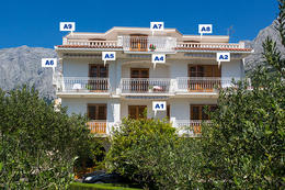 Apartmány Marijana - rozmístění apartmánů, Promajna, Chorvatsko