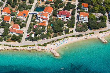 Apartmány Marcelo - letecký pohled, Mandre, ostrov Pag, Chorvatsko