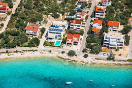 Apartmány Maša-I - letecký pohled, Mandre, ostrov Pag, Chorvatsko