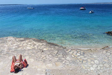 Apartmány Maša-II - betonová terasa 180 m od domu, Mandre, ostrov Pag, Chorvatsko