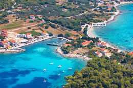 Apartmány Ankica - letecký pohled, Prižba, ostrov Korčula, Chorvatsko