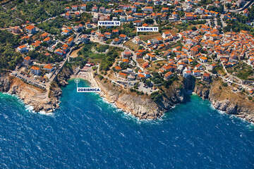 Apartmány Vrbnik 14 - letecký pohled, Vrbnik, ostrov Krk, Chorvatsko