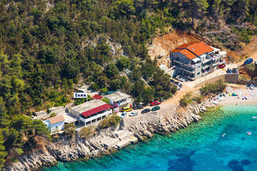 Apartmány Žana - letecký pohled, severní zátoka ostrova Hvar, Chorvatsko