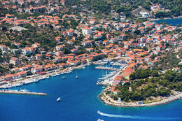 Sali - letecký pohled, ostrov Dugi Otok, Chorvatsko
