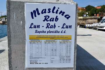 Plakátek pro přepravu na lodi Maslina - Tovarnele, ostrov Pag, Chorvatsko
