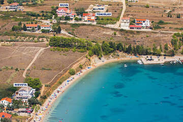 Apartmány Silva - letecký pohled, Vlašiči, ostrov Pag, Chorvatsko