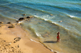 Privlaka - písečná pláž v jihovýchodní části letoviska, Zadarská riviéra, Chorvatsko