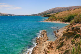 Pag - Vodice - písčitooblázková pláž, kde budete mít soukromí, ostrov Pag, Chorvatsko