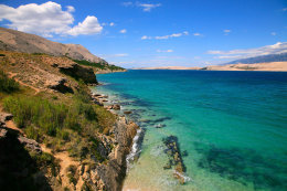 Pag - Vodice - písčitooblázková pláž, kde budete mít soukromí, ostrov Pag, Chorvatsko