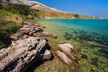 Pag - Sv. Marko - pláže pod domem Vilc, ostrov Pag, Chorvatsko