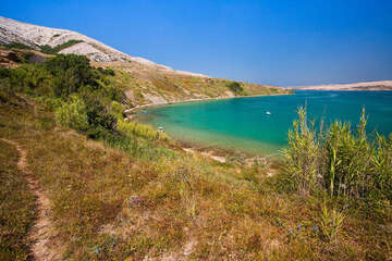 Pag - Sv. Marko - pláže pod domem Vilc, ostrov Pag, Chorvatsko