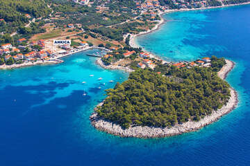 Prižba - poloostrov Ratac - letecký pohled, ostrov Korčula, Chorvatsko