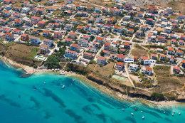 Pag - Vodice - apartmány - letecký pohled, ostrov Pag, Chorvatsko