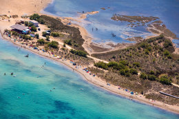 Sabunike - Královnina pláž a laguny s peloidním bahnem - letecký pohled, Zadarská riviéra, Chorvatsko