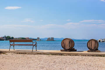Sukošan - pohled na pozůstatky letohrádku Palac, Zadarská riviéra, Chorvatsko