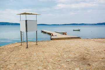 Sukošan - molo na pláži Dječji raj, Zadarská riviéra, Chorvatsko