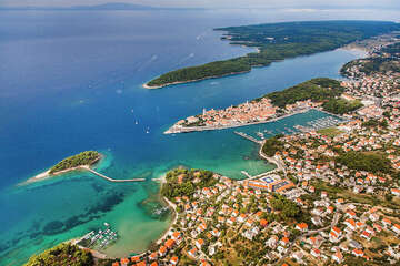 Město Rab - letecký pohled, ostrov Rab, Chorvatsko
