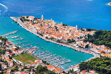 Město Rab - letecký pohled, ostrov Rab, Chorvatsko