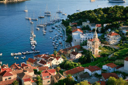 Hvar - pohled na město z pevnosti Španjol, ostrov Hvar, Chorvatsko