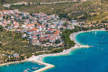 Promajna - letecký pohled, Makarská riviéra, Chorvatsko