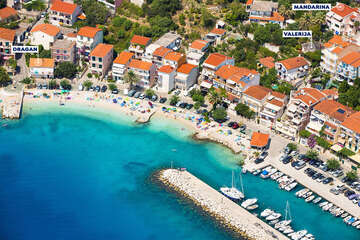 Podgora - Čaklje - letecký pohled, Makarská riviéra, Chorvatsko