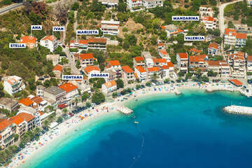 Apartmány Mandarina - letecký pohled, Podgora - Čaklje, Makarská riviéra, Chorvatsko