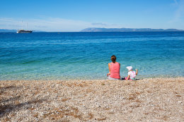 Podgora - pláž 200 m od domu Franko, Makarská riviéra, Chorvatsko