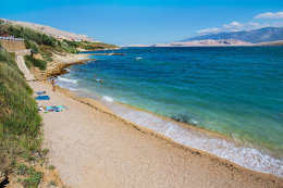 Hotel Plaža - oblázková pláž, město Pag, ostrov Pag, Chorvatsko