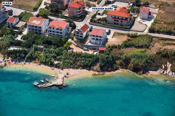 Hotel Plaža - letecký pohled, město Pag, ostrov Pag, Chorvatsko