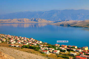 Penzion Moře - pohled na Pažský záliv, město Pag, ostrov Pag, Chorvatsko