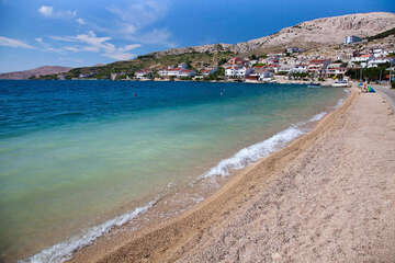 Penzion Stari Dvori - hlavní pláž v letovisku, Metajna, ostrov Pag, Chorvatsko