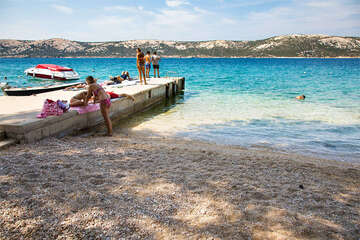 Apartmány Blaženka - písčitooblázková pláž 80 m od domu, Stará Novalja, ostrov Pag, Chorvatsko