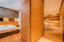 Apartmán Laura - ložnice a kuchyně, Moščenička Draga, Istrie, Chorvatsko