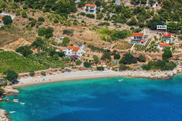 Apartmán Nikša, letecký pohled, Vela Farska, ostrov Brač, Chorvatsko