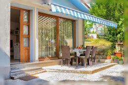 Apartmány Batana - terasa u apartmánu A2, Pula-Banjole, poloostrov Istrie, Chorvatsko