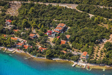 Penzion Adria Haus - letecký pohled, Posedarje, Zadarská riviéra, Chorvatsko