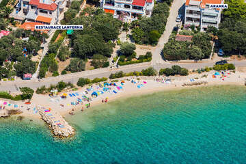 Apartmány Aranka - letecký pohled, Mandre, ostrov Pag, Chorvatsko