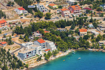 Apartmány Sunset - letecký pohled, Starigrad, Zadarská riviéra, Chorvatsko