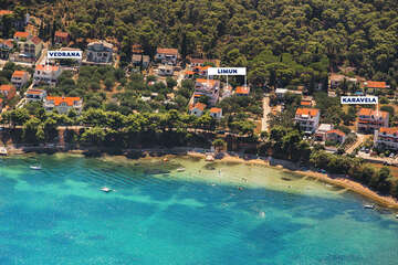 Apartmány Limun - letecký pohled, Tkon, ostrov Pašman, Chorvatsko