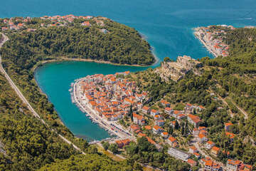 Novigrad - letecký pohled, Zadarská riviéra, Chorvatsko