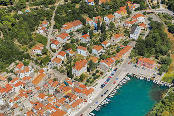 Novigrad - letecký pohled, Zadarská riviéra, Chorvatsko