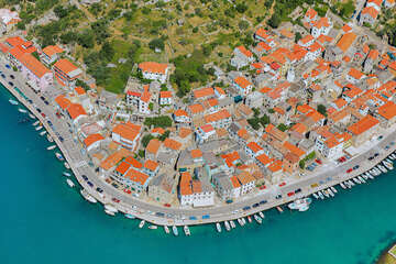 Novigrad - letecký pohled, Zadarská riviéra, Chorvatsko